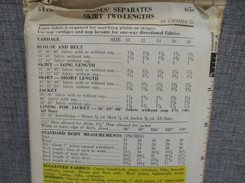 Misses 1950s 1960s Skirt Blouse Jacket Sewing Pattern 3172 Sew Easy Advance 10 - Image 3 of 4