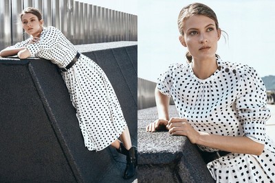 massimo dutti white polka dot dress