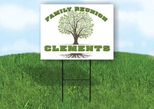 CLEMENTS FAMILY REUNION GR TREE 18 in x24 in Yard Sign Road Sign with Stand