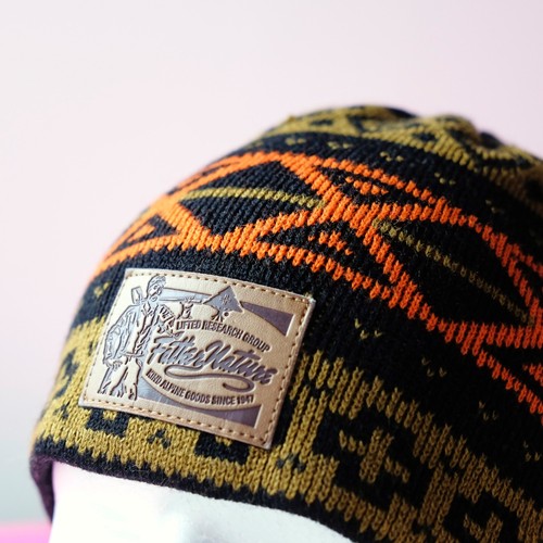 LRG Lift Research Group Beanie Geometric Black Winter Knit Hat Vintage Y2K - Picture 11 of 16