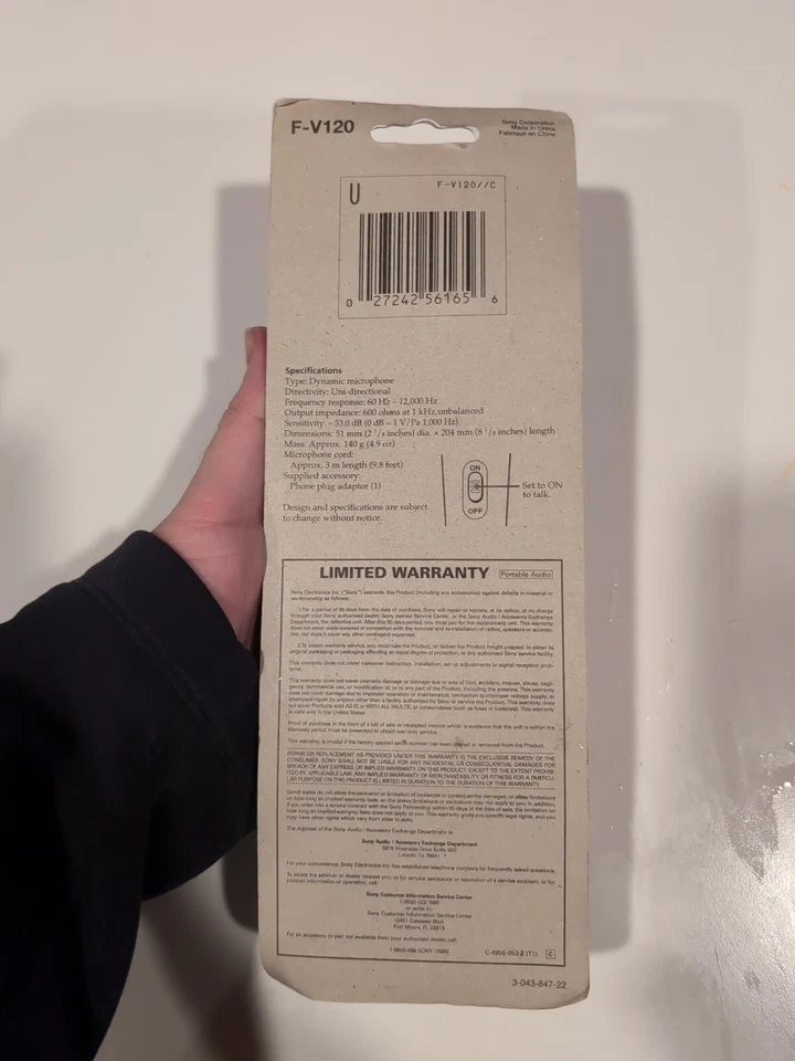 Sony F-V120 Black Unidirectional Vocal Dynamic Microphone - Image 2 of 4