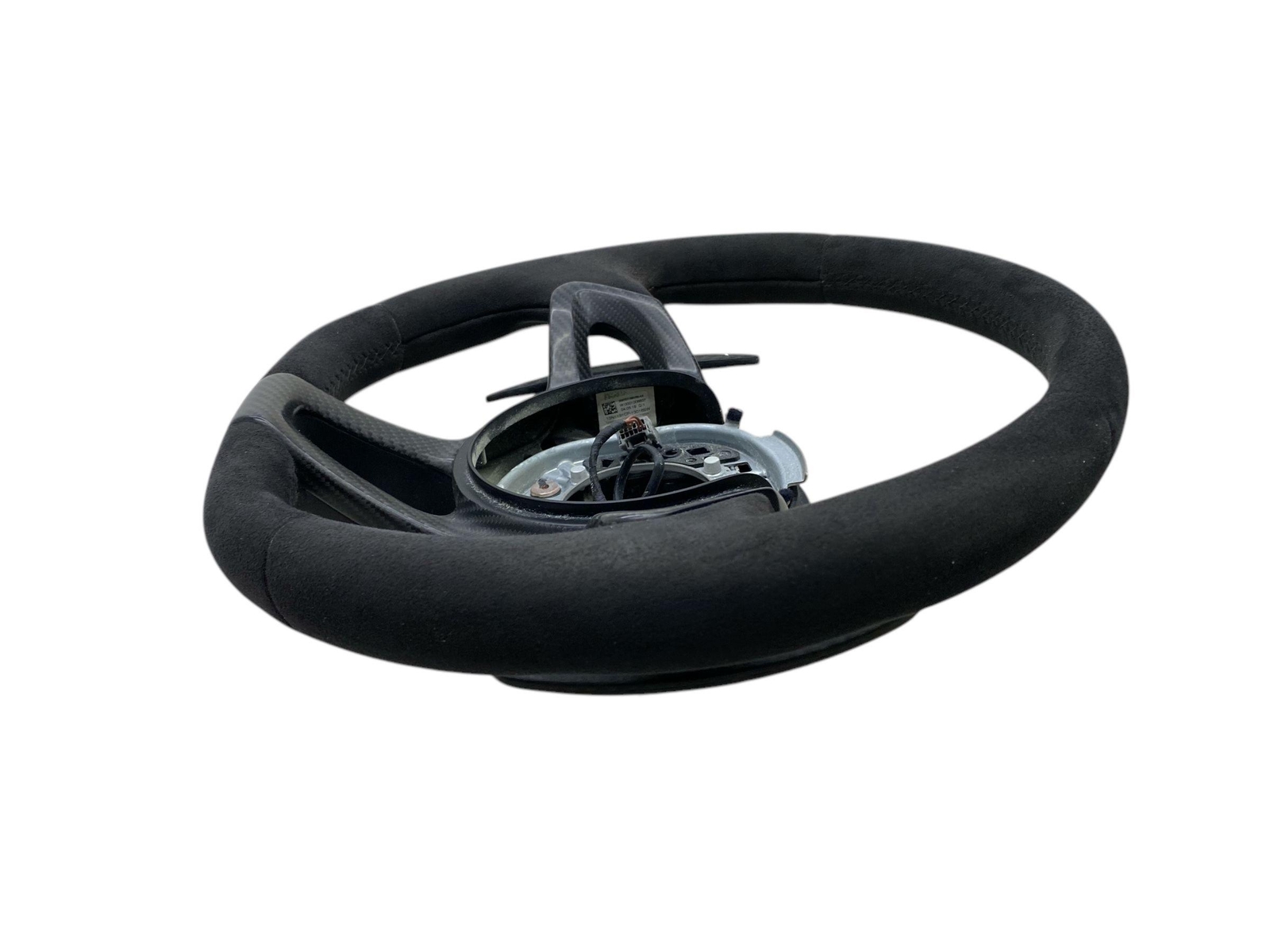 2019-2021 MCLAREN 600LT STEERING WHEEL CARBON FIBER INSERT BLACK ALCANTARA OEM