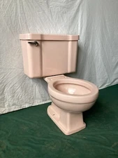 Vintage Mid Century Light Pink Ceramic Toilet Old Round Bowl WE SHIP 251-25E