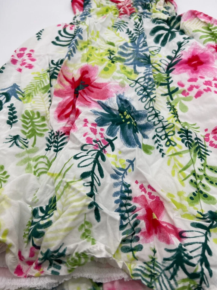 Deux Par Deux White Pink & Green Floral Sundress Sleeveless Dress Girls Size 6 - Image 2 of 4