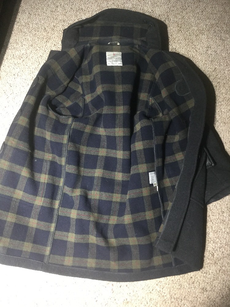 Vintage Montgomery Tibbett Gray Wool Toggle Duffle Jacket Mens Sz