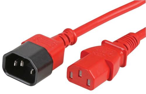 Iec C14 (M)-iec C13 (F) Red 3m Cable Assemblies Pack 1 - Picture 1 of 1