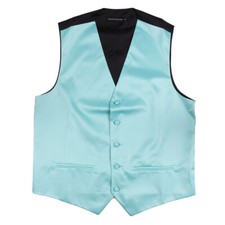 Men's Solid Aqua Satin Tuxedo Vest Formals Weddings Proms Waistcoat