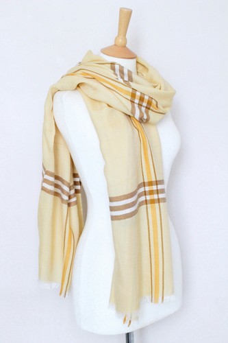 NEW! LORO PIANA yellow Kent silk cashmere knit striped checked scarf shawl stole