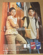 2004 print AD PAGE - Goodnites bedwetting diaper underpants boy girl advertising