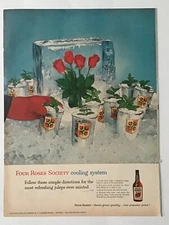 1959 magazine ad - Four Roses Whiskey Society Mint Julep Cooling System