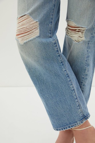 NEW ANTHROPOLOGIE X EDWIN Sz 29 TASH STRAIGHT LEG RELAXED JEANS SURRENDER BLUE - Picture 2 of 6