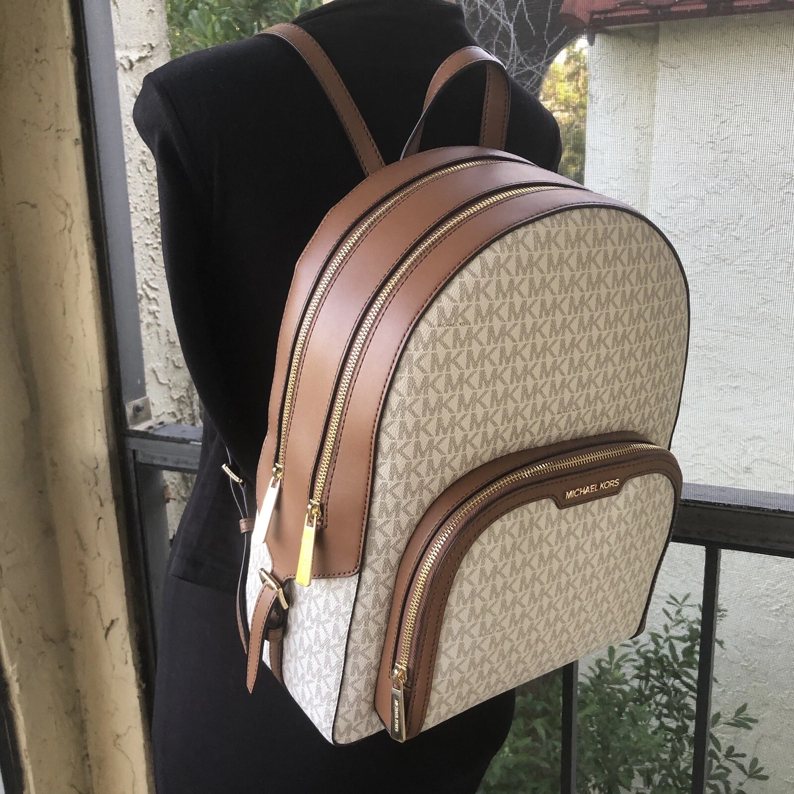 Michael Kors Large Vanilla Travel School Backpack Shoulder Satchel Bag Handbag