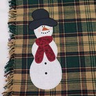 Winter Placemats Set of 4 Snowman Applique Plaid Fringe Farmhouse Lodge Rustic