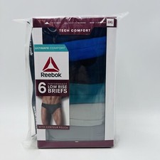 Reebok Men's 3XL Low Rise Briefs 6 Pack Contour Pouch Tech Comfort New