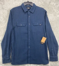 NWT Vans Men's Station Striped Dress Blues Shirt Button Front Long Sleeve XXL
