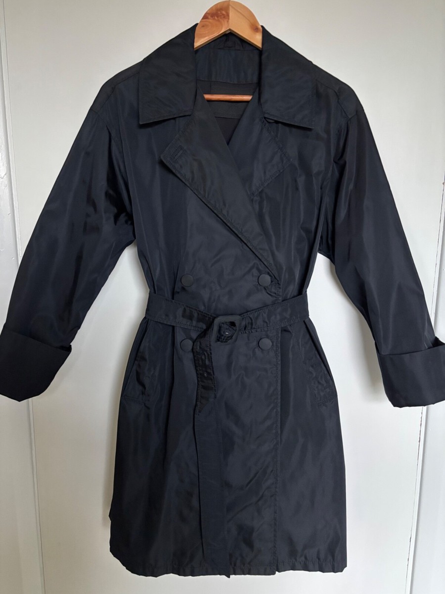 マ*ン様 PRADA Belted Double-Breasted Trench Prada Double-Breasted Leather Trench Coat - Blue | Editorialist ジャケット・アウター