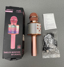 WS-858LKaraokeMicrophone Wireless Bluetooth LED Lights Gold Handheld KTV Speaker