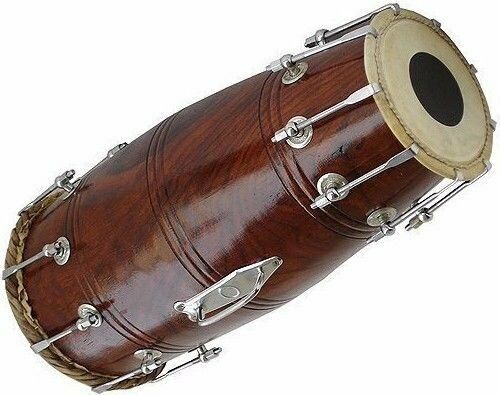 Écrou en bois et boulon Dholak Naal faits à la main indien avec couverture instrument de musique folklorique - Photo 1/3