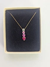 10k Yellow Gold Lab-Created Ruby Diamond Heart Pendant and 18" 10k gold chain