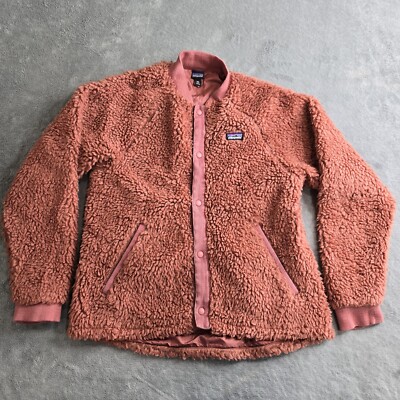 Patagonia Girls' Retro-X Rose Color Snap Fleece Bomber Jacket Size XXL  16-18 EUC