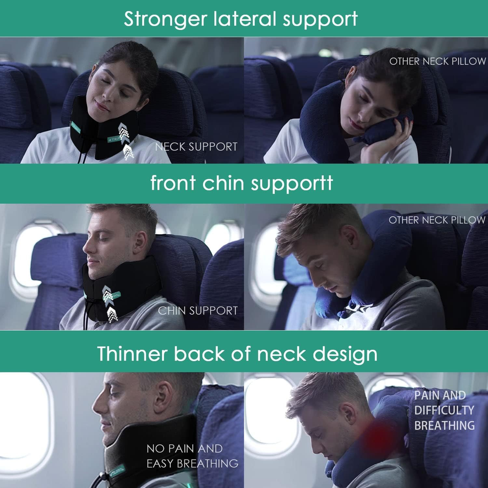 Memory Foam Travel Neck Pillow for Head and Chin Support on the Go Memory Foam Travel Neck Pillow for Head and Chin Support on the Go