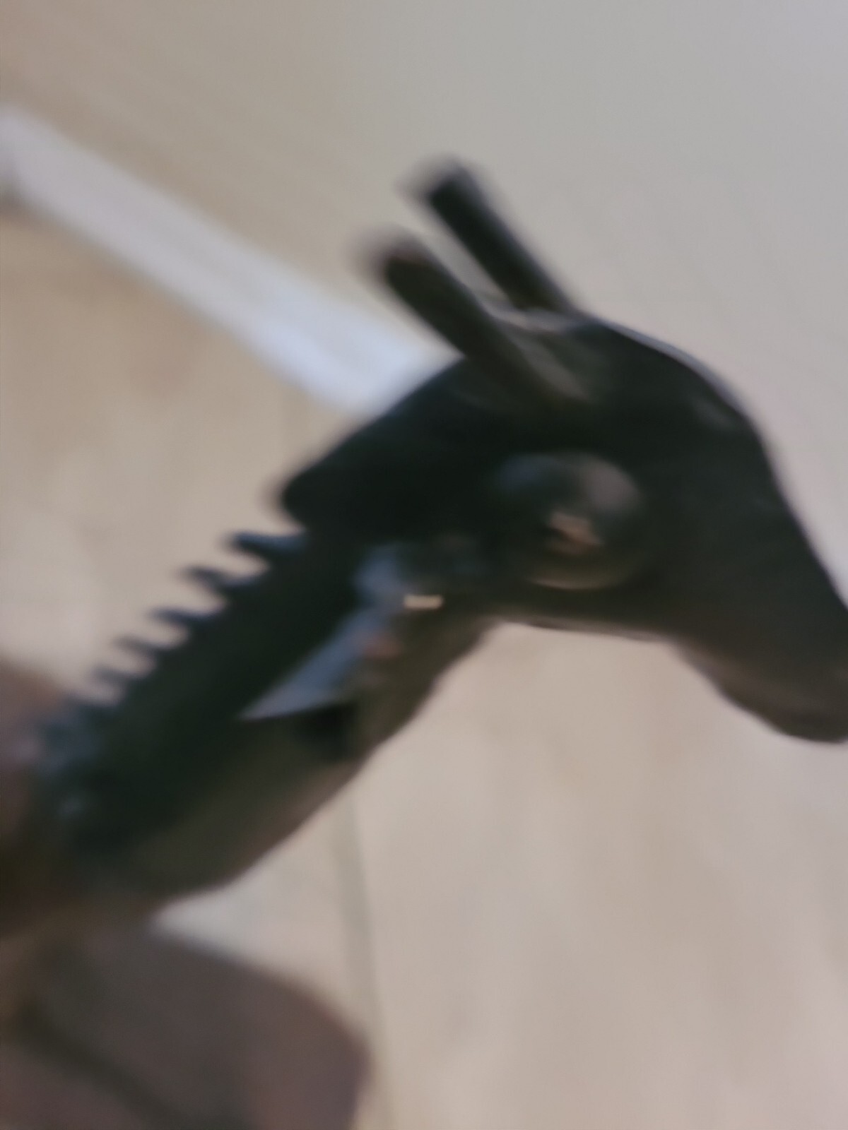 Vintage Large Wooden And Metal Carved Liama 16×12