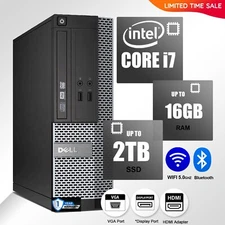 DELL Desktop Computer PC i7, up to 32GB RAM 2TB SSD/HDD, Windows 10/11,DVD-RW