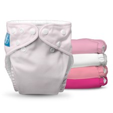 Charlie Banana 5 Pack Reusable Adjustable Cloth Diaper, One Size - Pastel Pink