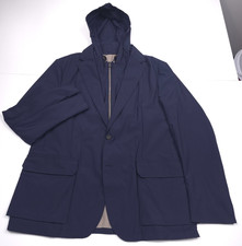 Corneliani Tech Outdoor Blazer Jacket Mens Size Italy 56 Blue Hooded Insert Wool