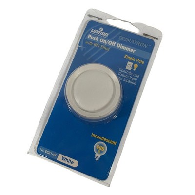 Leviton Trimatron 6681-W Push On/Off Rotary Dimmer Switch 600W Single Pole White