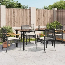 Garden Dining Set Black PE rattan Five-piece set