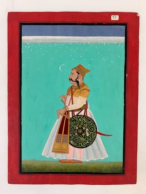 Gouache painting Mewar ruler Maharana Sangram Singh