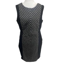 J.Crew Chevron Tweed Dress Sz 10 Black Gray Sleeveless Sheath Office Academic