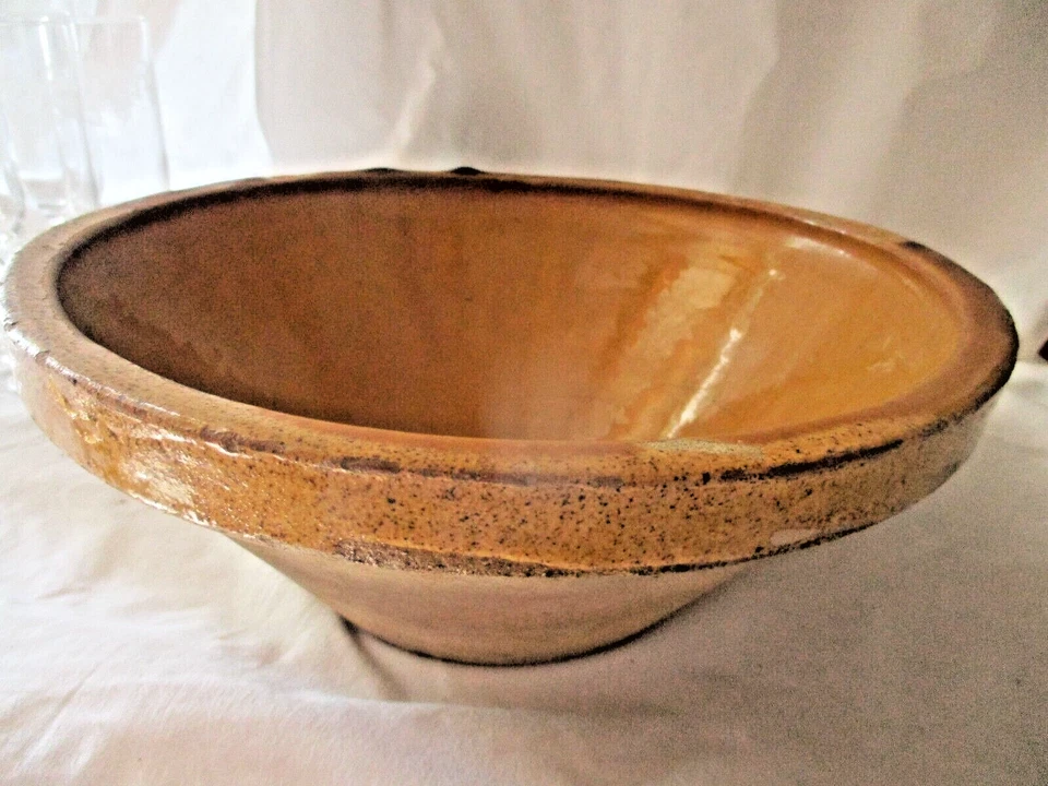 ANCIEN TIAN GRESALE TERRE CUITE VERNISSEE JAUNE PROVENCE MIDI  - Photo 2/4