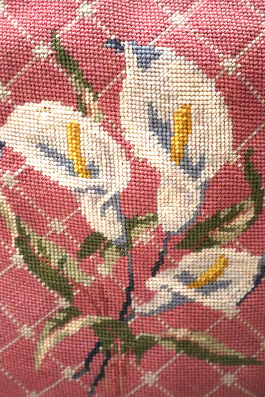 PR VINTAGE EXQUISITE NEELEPOINT PILLOWS CUSHIONS CALLA LILYS ON ROSE ESTATE FIND