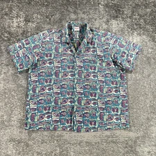 Vintage Barefoot in Paradise Shirt Mens 2XL Fish Seashell Print 90s Made In USA