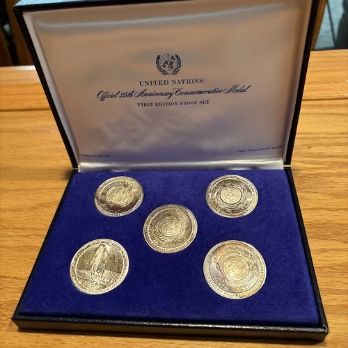 1970 United Nations 25th Anniversary Proof Sterling Silver Medal Set of 5