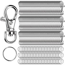 LEOBRO 240PCS Lobster Claw Clasps and Key Rings, Keychain Making Kit, 120PCS Key