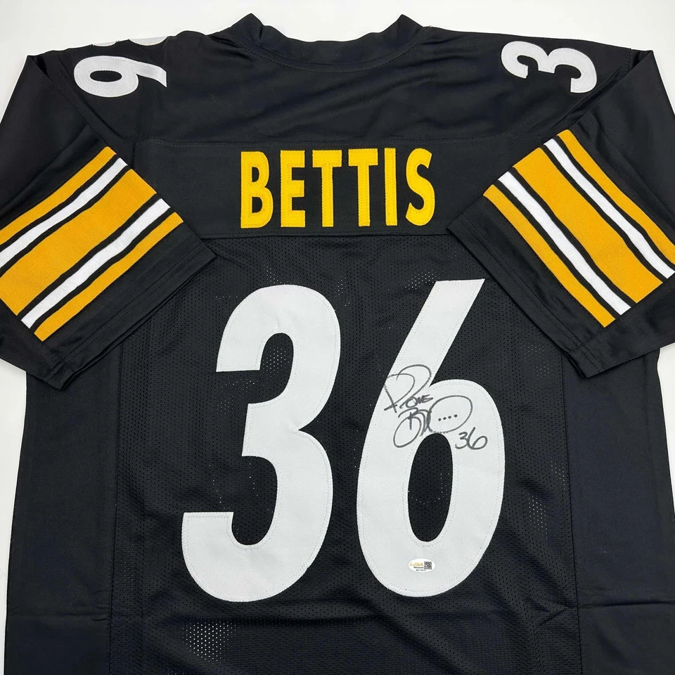 Camiseta de fútbol negra autografiada/firmada de Jerome Bettis Pittsburgh certificado de autenticidad JSA Foto 2 de 4