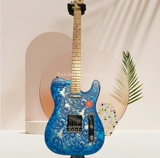 Hand Made Paisley TL Electric Guitar Maple Neck Fretboard Solid Body Blue Burst