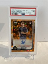 2025 Topps Chrome Sapphire MLS Bruno Damiani RC Orange Auto /25 PSA 9 Pop 1