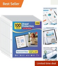 Clear 8.5x11 inch Polypropylene Sheet Protectors - 100 Count Easy Access