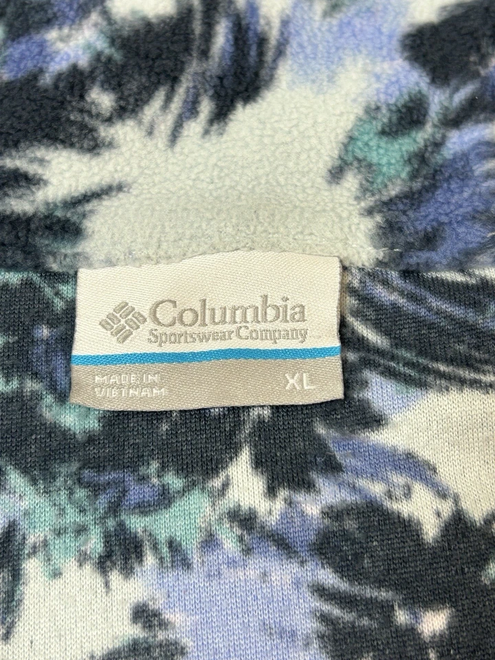Женский флисовый пуловер Columbia XL синий с цветочным принтом четверть квадратного ярда куртка на молнии - Изображение 3 из 4