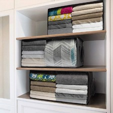 Grey Large Foldable Clothes Storage Bag Zipper Quilt Wardrobe Organizer Box