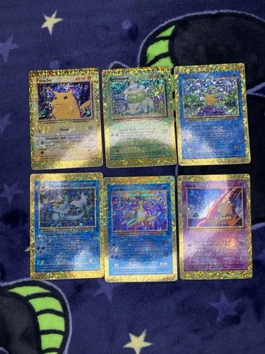 Pokemon Card Base Set Vending Sticker Holo Prism Vintage Lot Pikachu 6 Card Lot