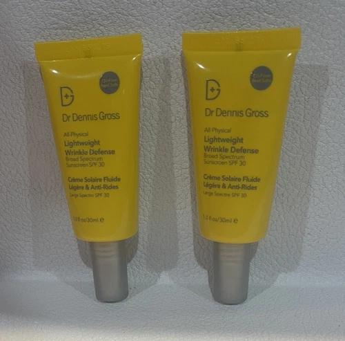 2 Tube Dr Dennis Gross Lightweight Sunscreen Wrinkle Defense 1oz SPF30 Exp 11/24
