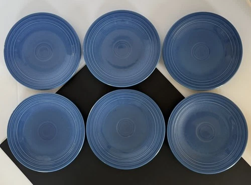 6 Fiestaware Fiesta Homer Laughlin Sapphire Blue ? 9” Plates USED