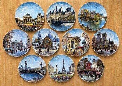 Limoges France Louis Dali Paris Plates COMPLETE 10 Set Original Box 8.5 Vintage