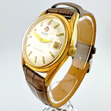 [Exc+5] RADO World Travel Date Automatic 41 Jewels Gold Dial Men's Watch