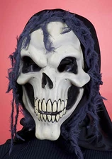 SKULLY THE SKULL ADULT HOODED SKULL MASK HALLOWEEN SKELETON MASK FUN TO WEAR